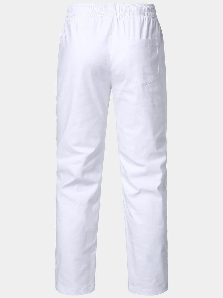 Pantalon Homme Décontracté Uni en Lin et Coton Léger Respirant