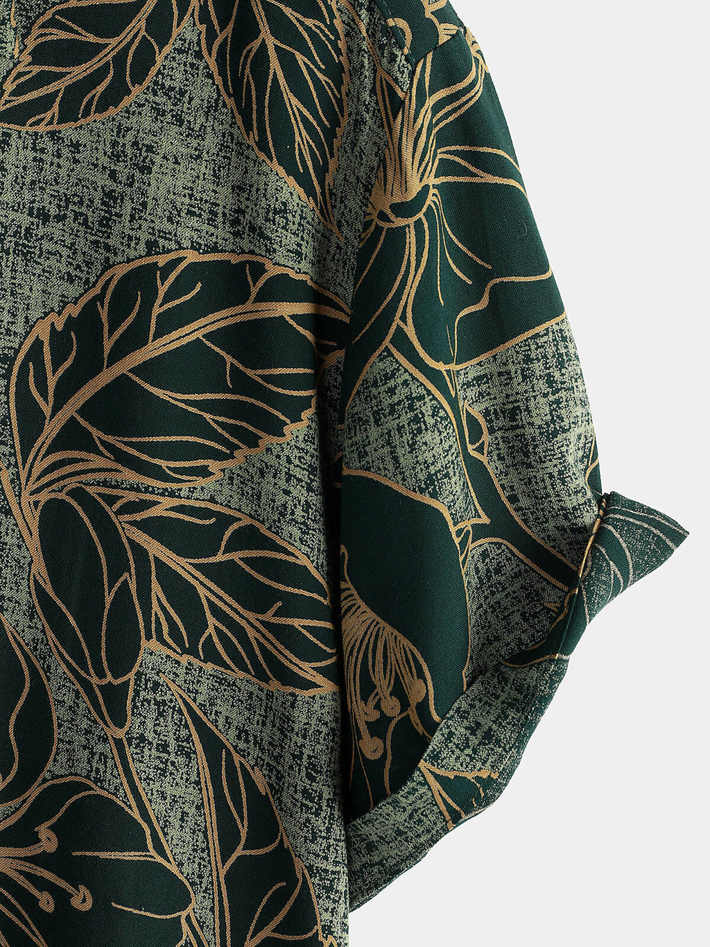 Chemise à manches courtes boutonnée pour hommes, motif floral, vintage, vert, vacances d'été