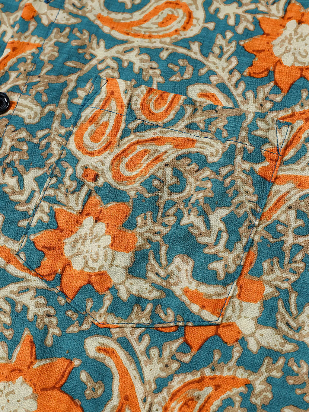 Chemise Homme Bohème Décontractée à Manches Courtes Imprimé Paisley et Floral Bleu