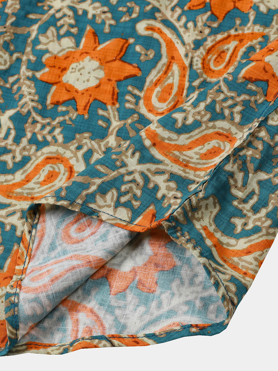 Chemise Homme Bohème Décontractée à Manches Courtes Imprimé Paisley et Floral Bleu