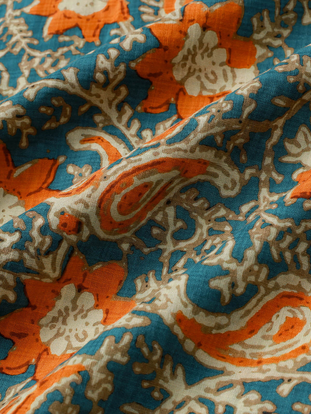 Chemise Homme Bohème Décontractée à Manches Courtes Imprimé Paisley et Floral Bleu
