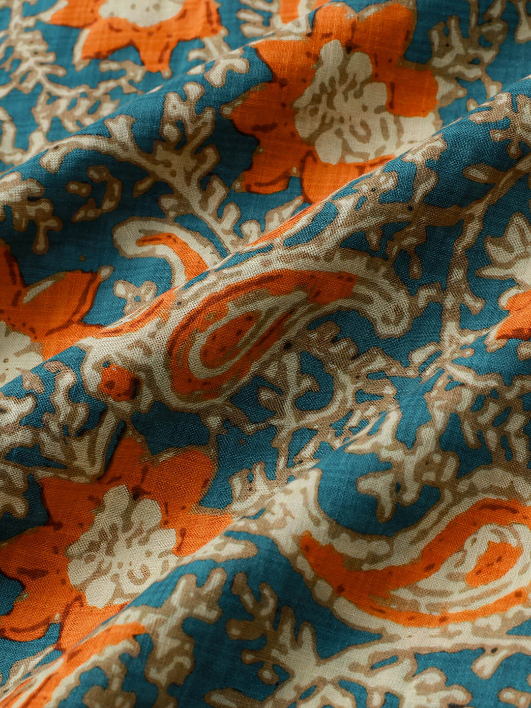 Chemise Homme Bohème Décontractée à Manches Courtes Imprimé Paisley et Floral Bleu