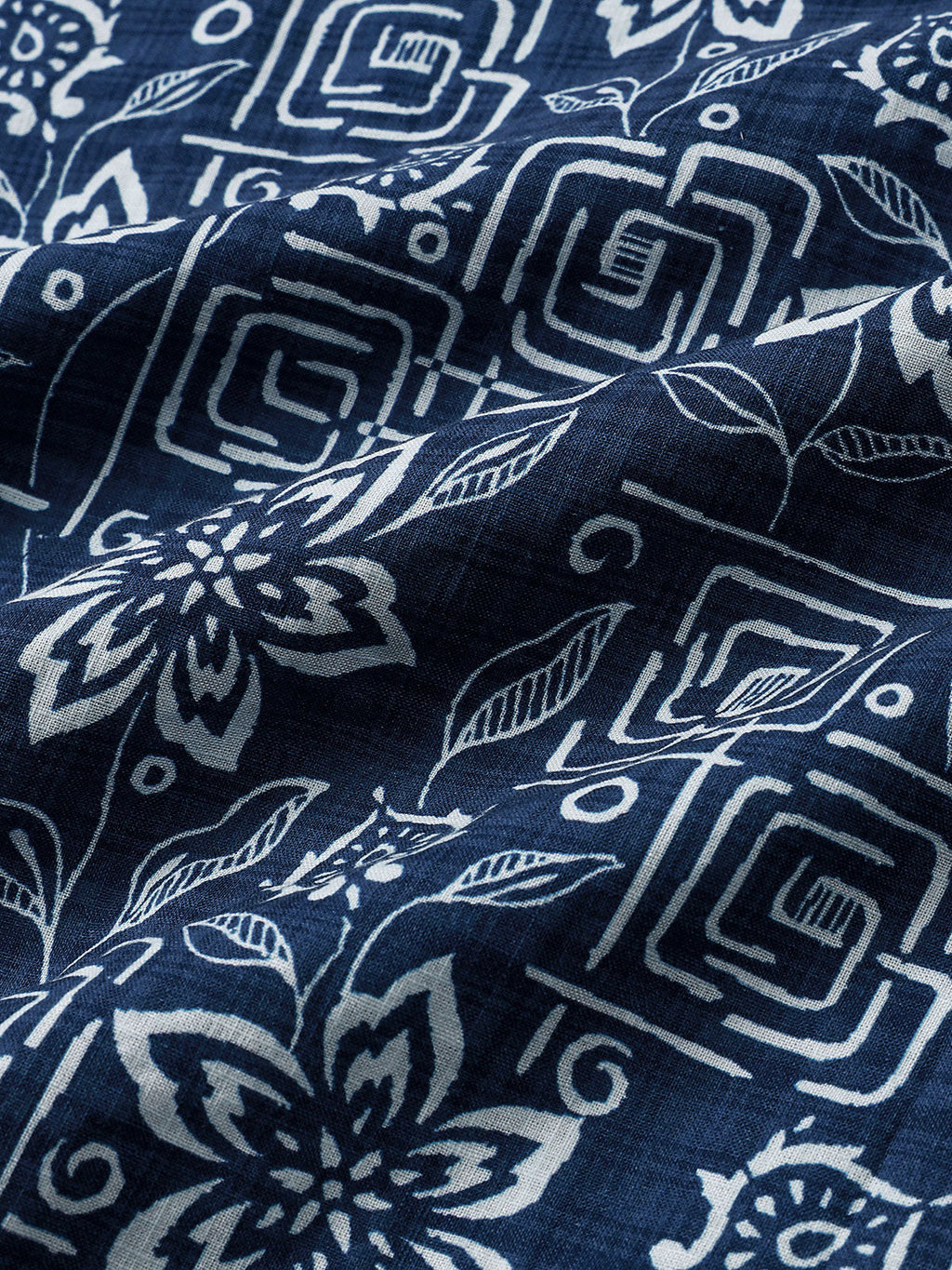 Chemise Homme Imprimé Géométrique Floral Bleu Marine Style Bohème Casual Manches Courtes