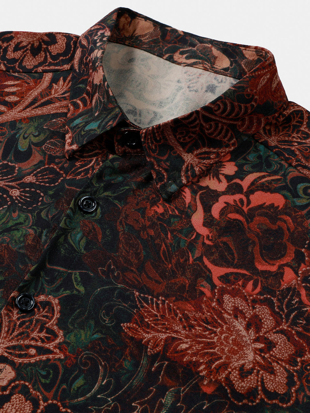 Chemise homme rouge à imprimé floral rétro en 100 % rayonne manches courtes esprit resort