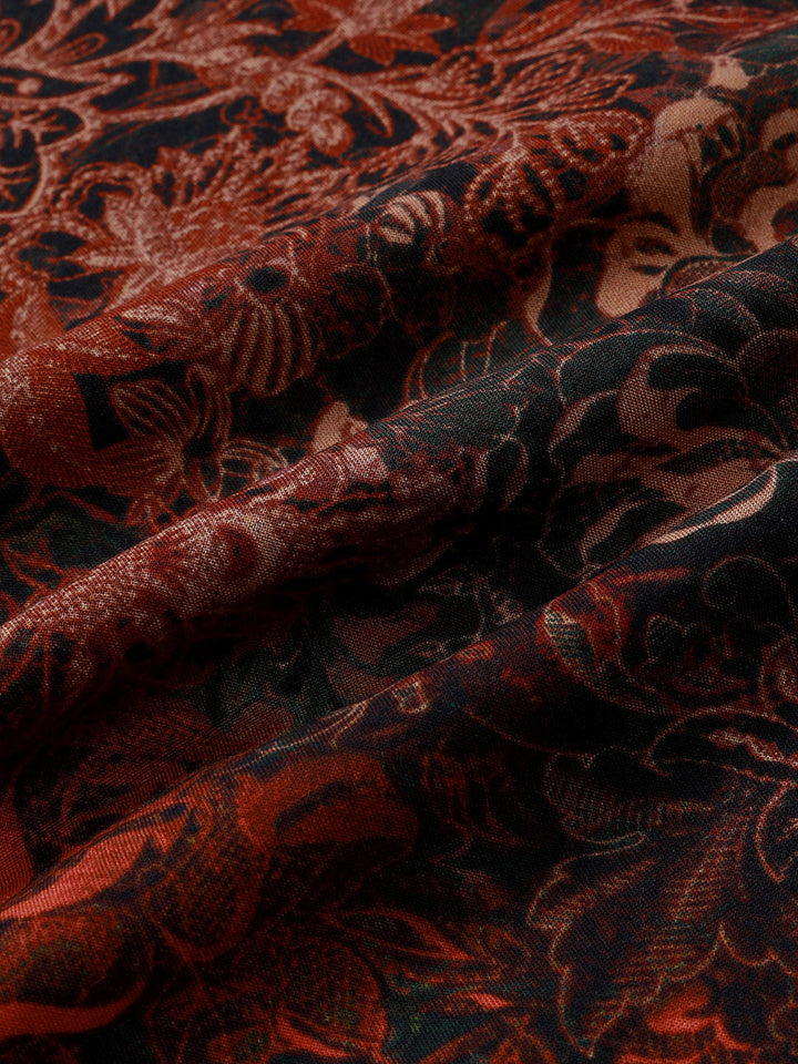 Chemise homme rouge à imprimé floral rétro en 100 % rayonne manches courtes esprit resort