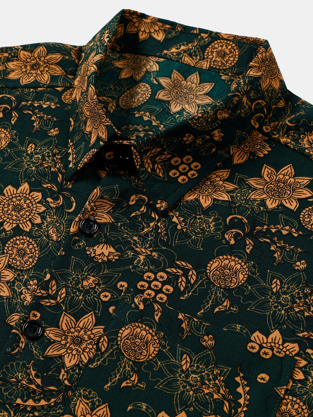 Chemise Homme Imprimé Floral Vintage Style Bohème Casual Manches Courtes
