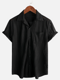 Chemise d'été en dentelle à manches courtes pour hommes, décontractée avec boutons, idéale pour la plage