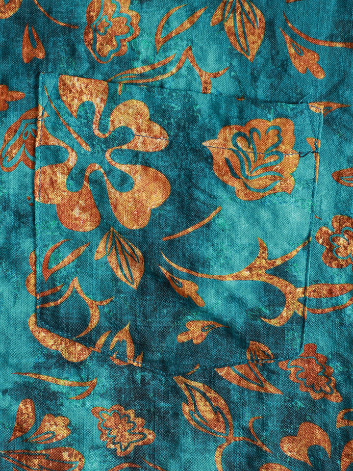 Chemise hawaïenne à manches courtes et poche à imprimé floral pour homme