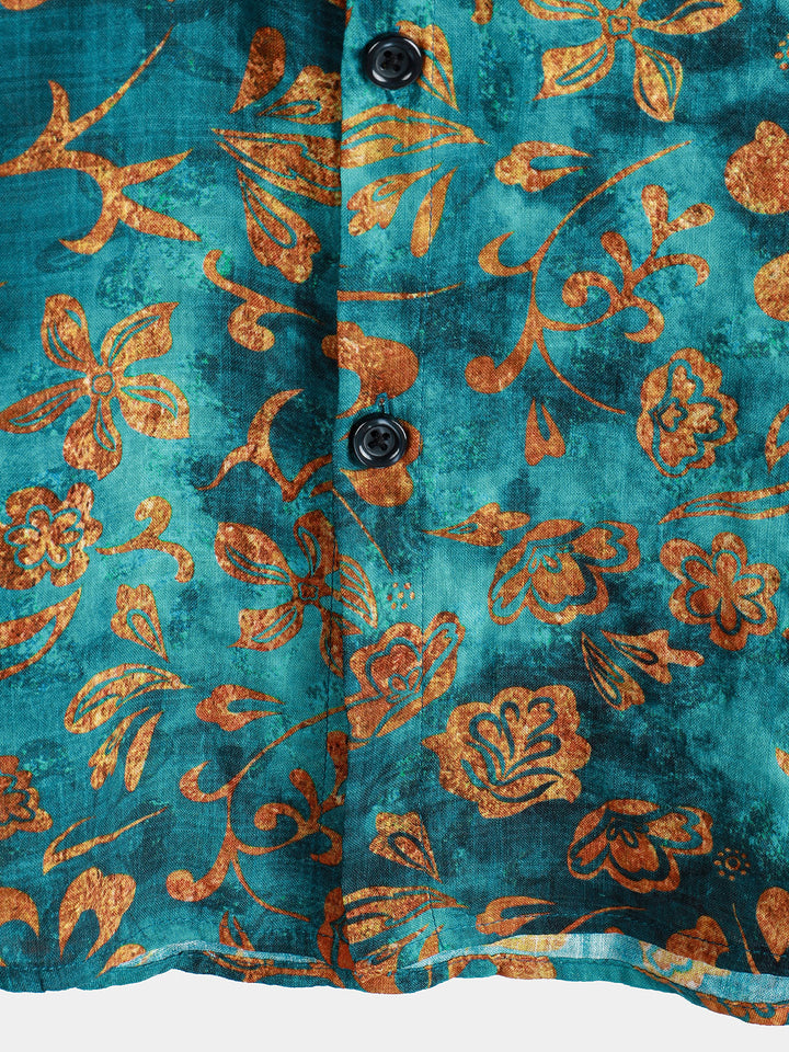 Chemise hawaïenne à manches courtes et poche à imprimé floral pour homme