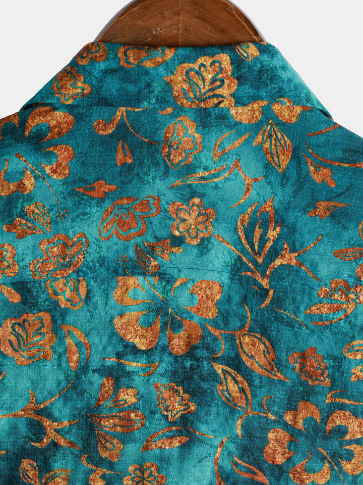 Chemise hawaïenne à manches courtes et poche à imprimé floral pour homme