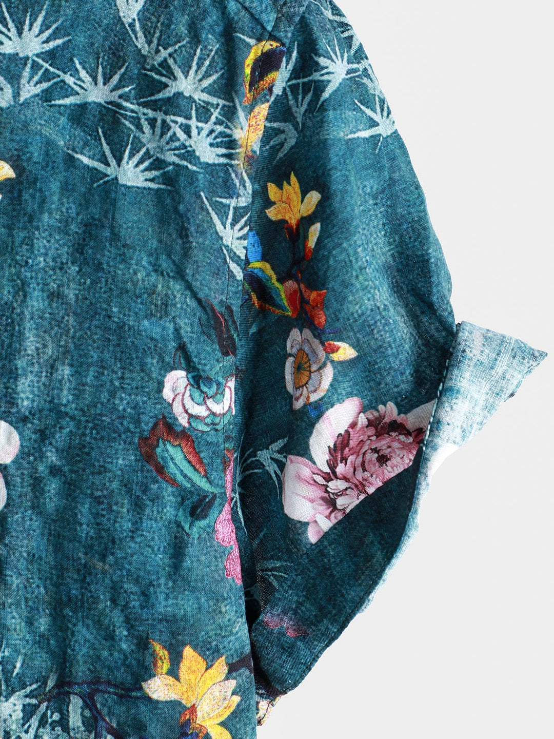 Chemise à manches courtes bleue à imprimé floral rétro pour homme