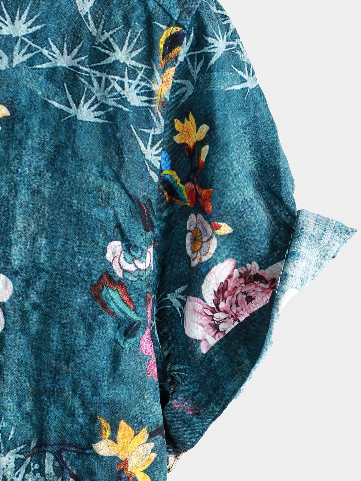 Chemise à manches courtes bleue à imprimé floral rétro pour homme