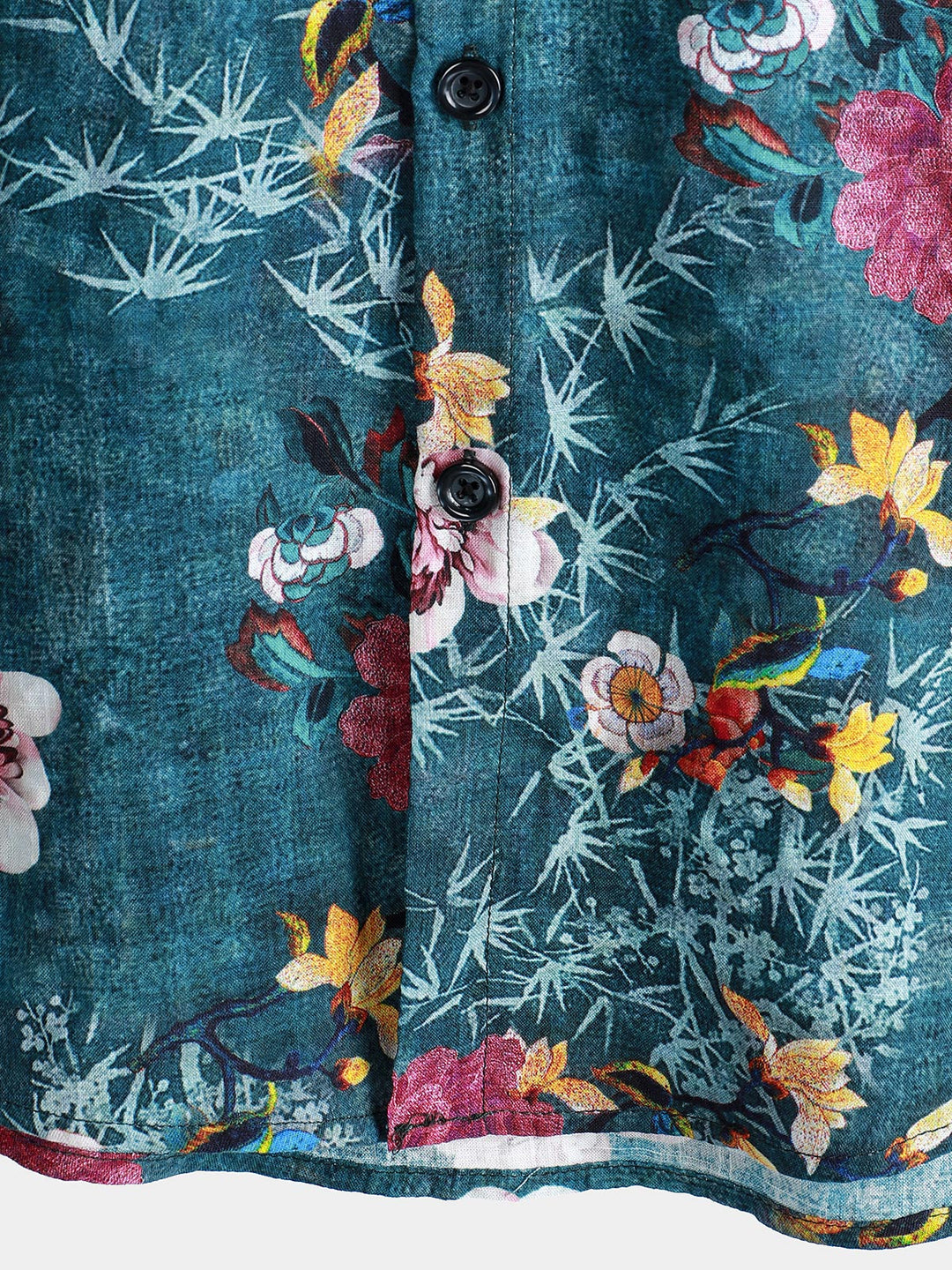 Chemise à manches courtes bleue à imprimé floral rétro pour homme