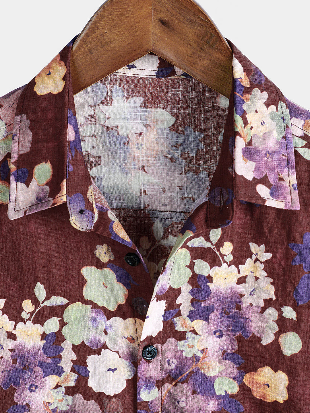 Chemise de plage décontractée à manches courtes en coton à fleurs rouges pour homme