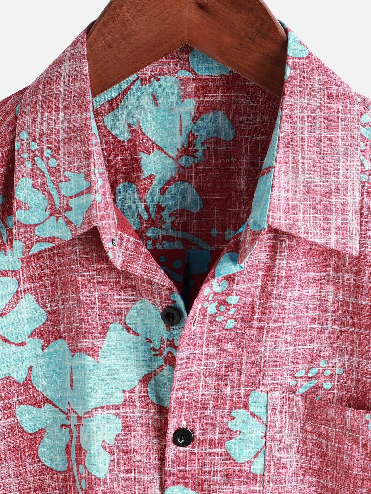 Chemise de Plage Tropicale Hawaïenne Vintage à Manches Courtes pour Homme en Rouge Floral