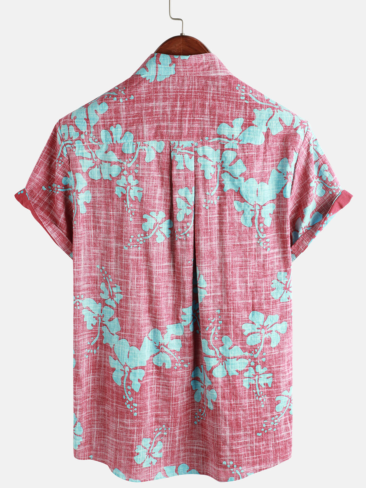 Chemise de Plage Tropicale Hawaïenne Vintage à Manches Courtes pour Homme en Rouge Floral