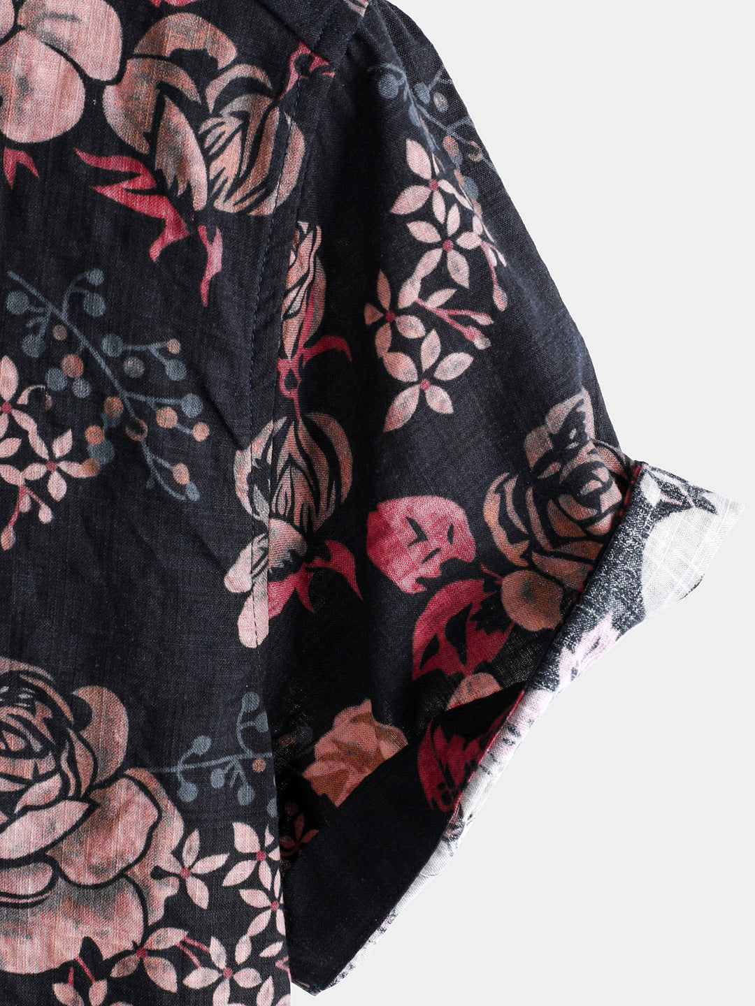 Chemise à manches courtes pour homme, motif floral rétro, noire, pour les vacances d&