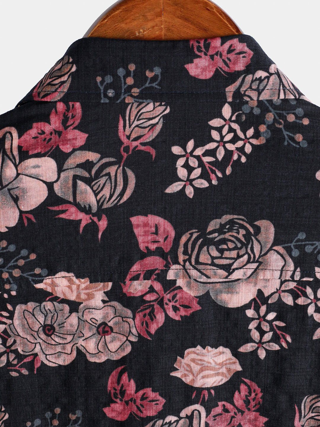 Chemise à manches courtes pour homme, motif floral rétro, noire, pour les vacances d&