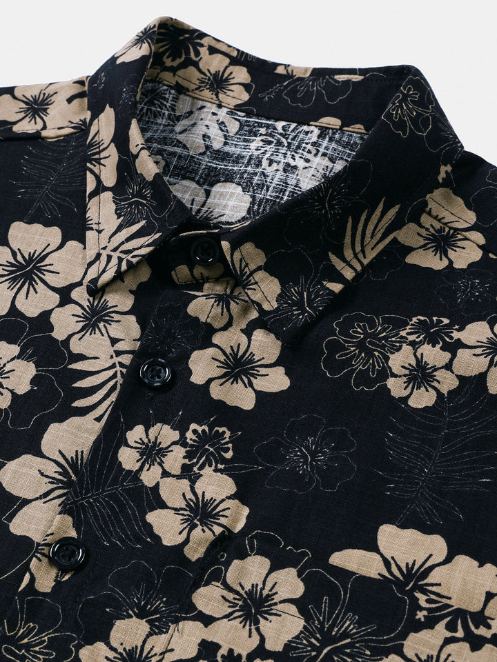 Chemise Homme à Imprimé Floral Style Resort Décontractée d’Été Manches Courtes