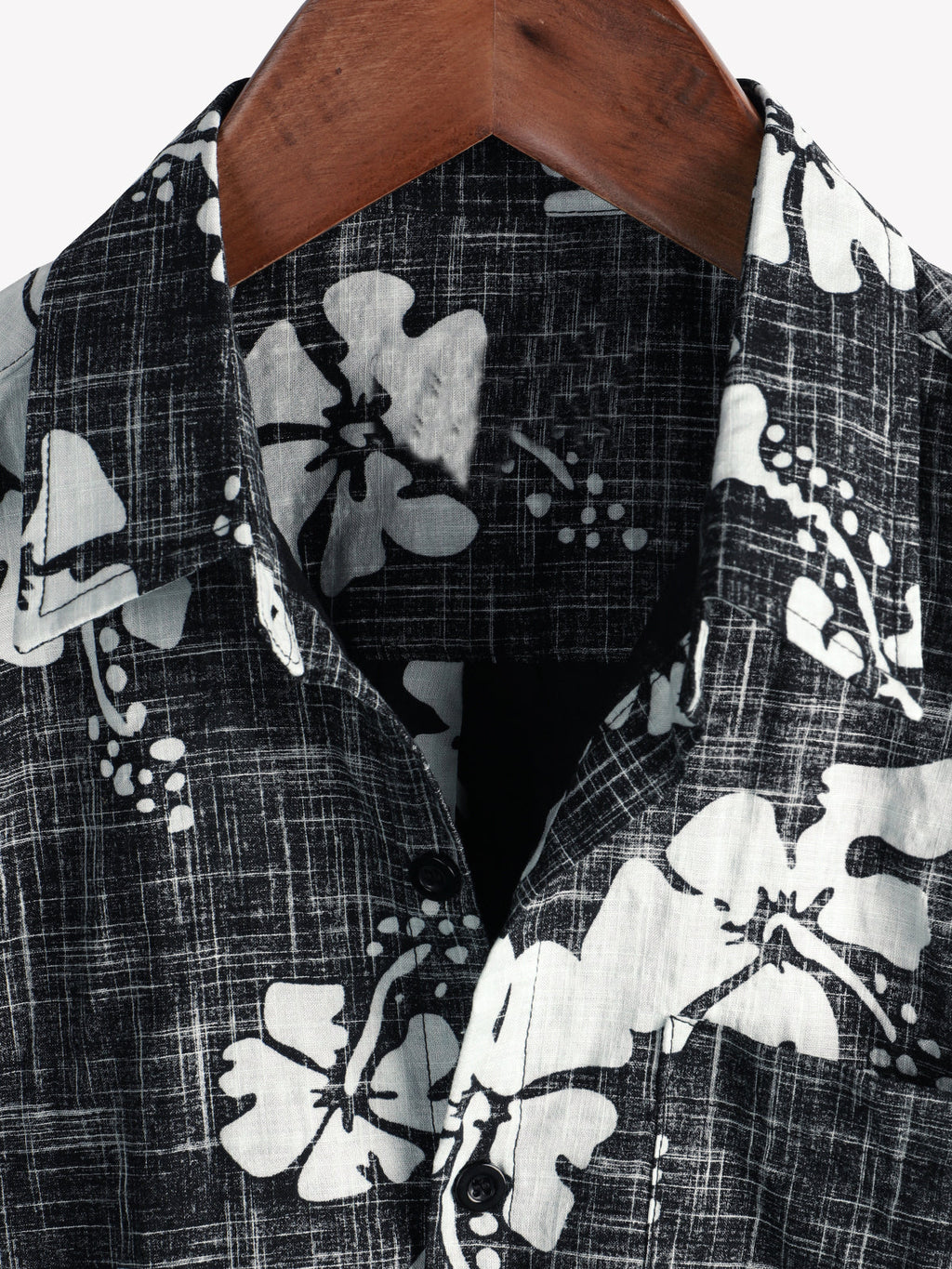 Chemise hawaïenne tropicale de plage à manches courtes vintage à fleurs noires pour hommes