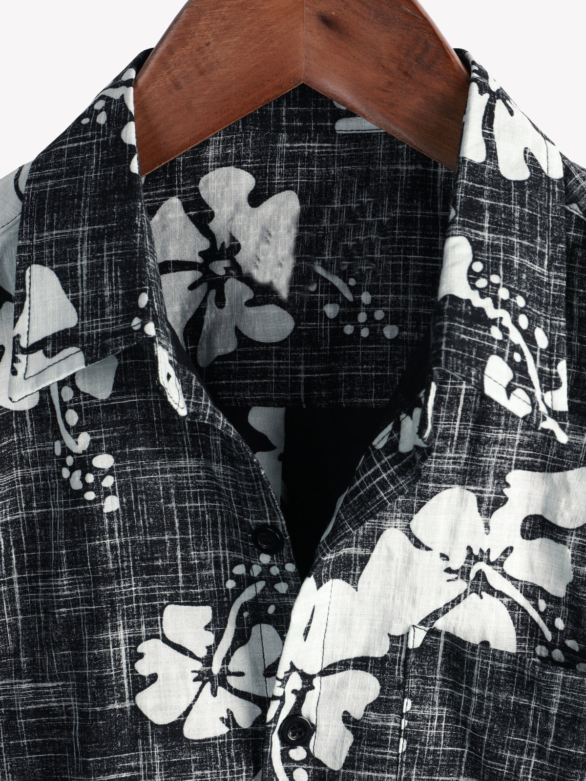 Chemise hawaïenne tropicale de plage à manches courtes vintage à fleurs noires pour hommes