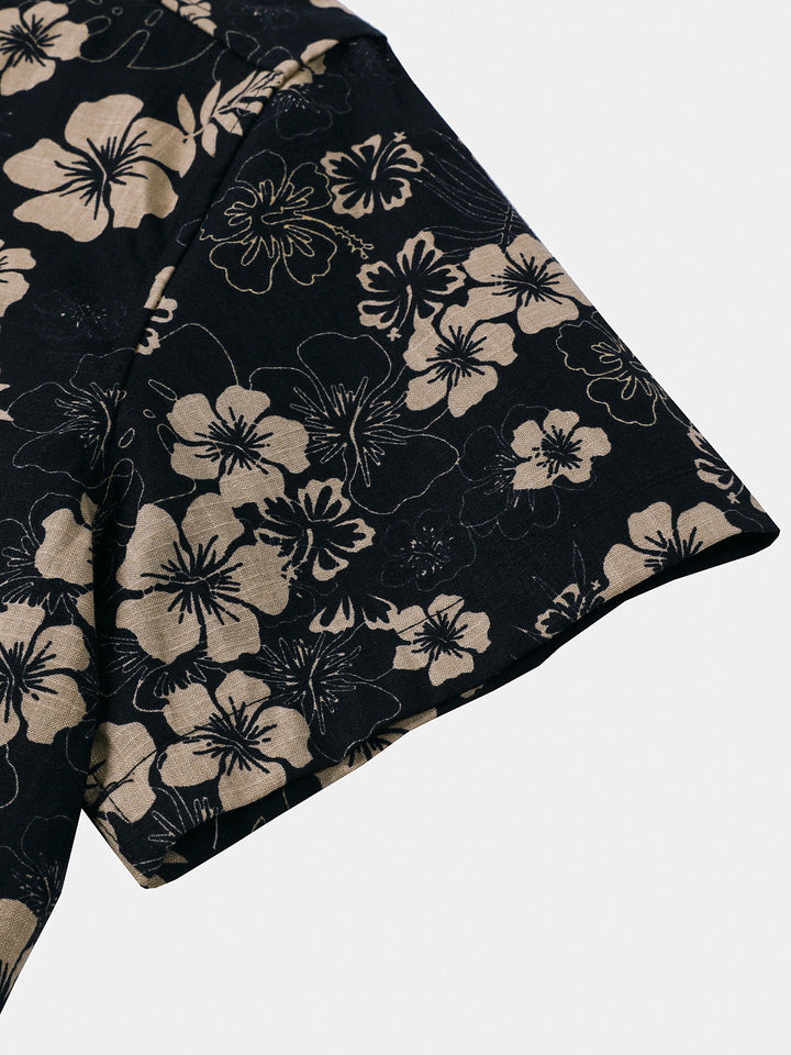 Chemise Homme à Imprimé Floral Style Resort Décontractée d’Été Manches Courtes