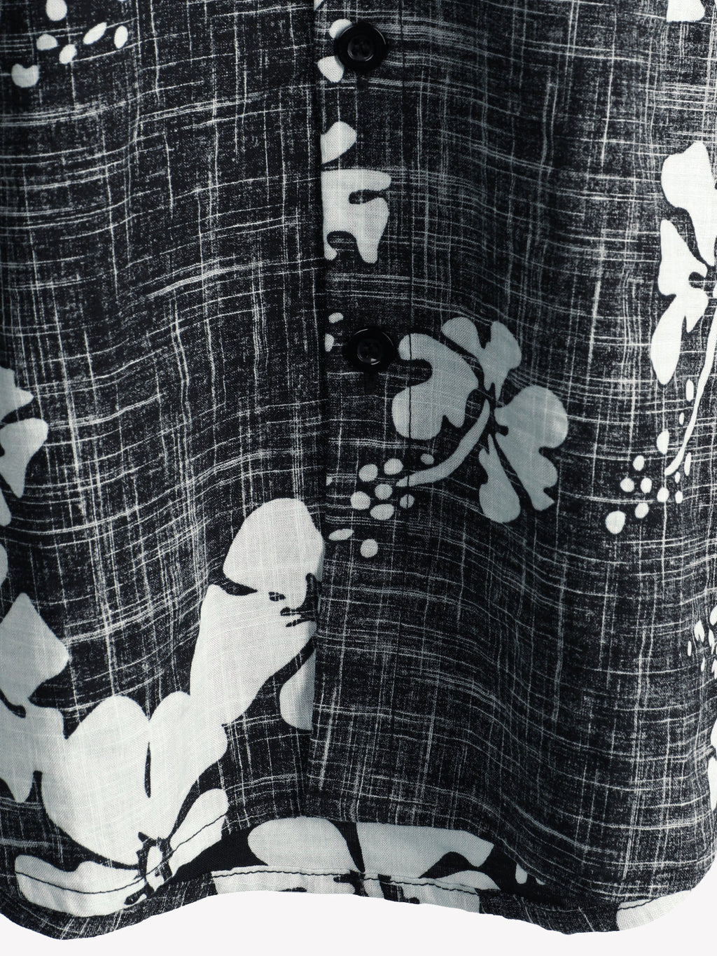 Chemise hawaïenne tropicale de plage à manches courtes vintage à fleurs noires pour hommes