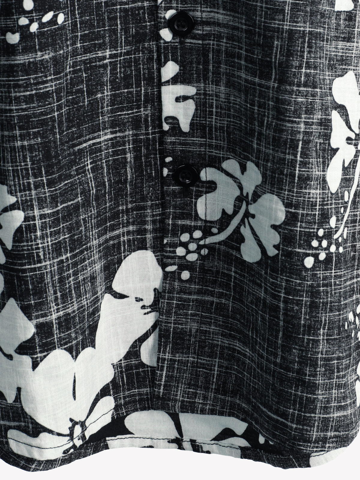 Chemise hawaïenne tropicale de plage à manches courtes vintage à fleurs noires pour hommes