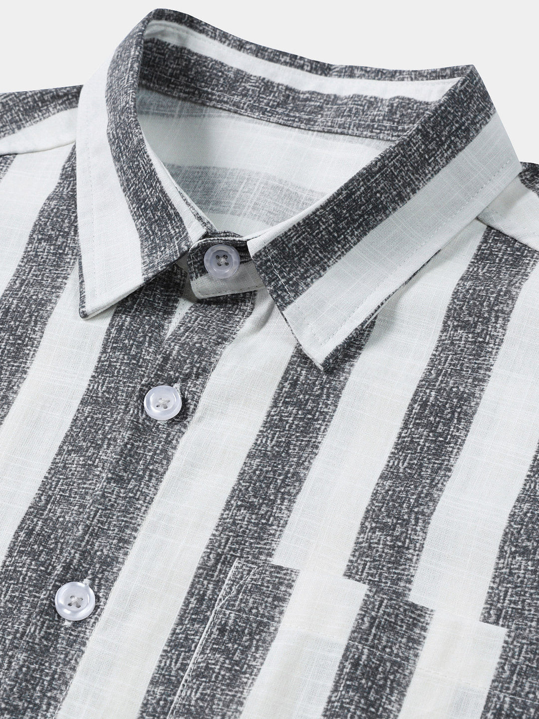 Chemise Homme en Coton à Rayures Légère et Respirante Décontractée d’Été Manches Courtes