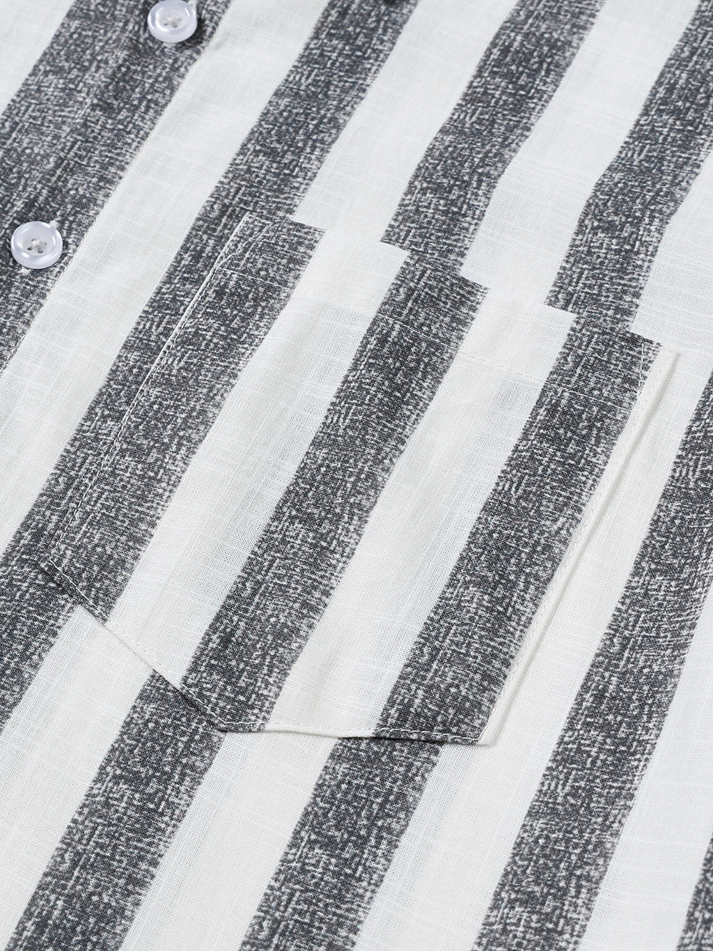 Chemise Homme en Coton à Rayures Légère et Respirante Décontractée d’Été Manches Courtes