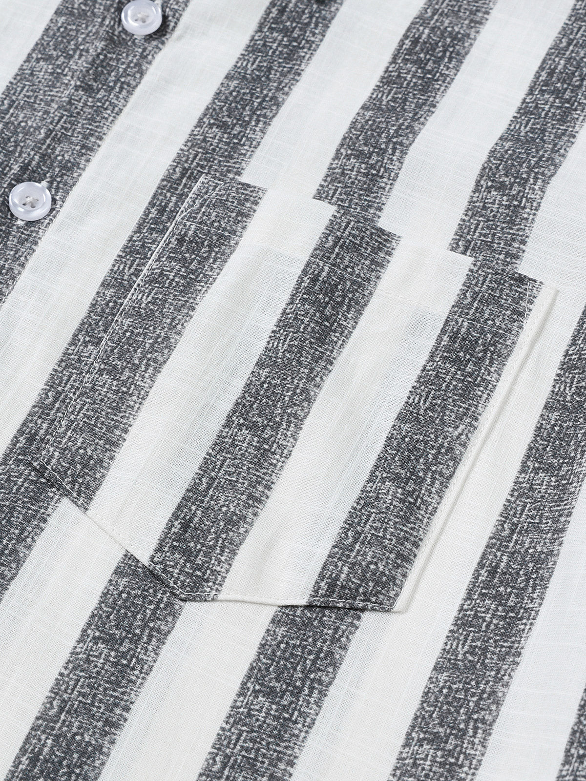 Chemise Homme en Coton à Rayures Légère et Respirante Décontractée d’Été Manches Courtes