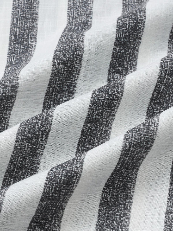Chemise Homme en Coton à Rayures Légère et Respirante Décontractée d’Été Manches Courtes