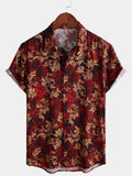 Chemise Homme Fleurie Vintage Manches Courtes Style Hawaïen Été