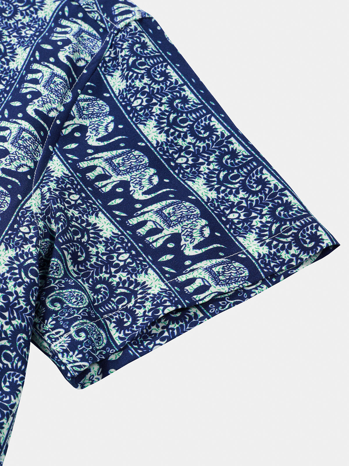 Chemise Homme à Imprimé Éléphant Style Rétro Légère Décontractée d’Été Manches Courtes