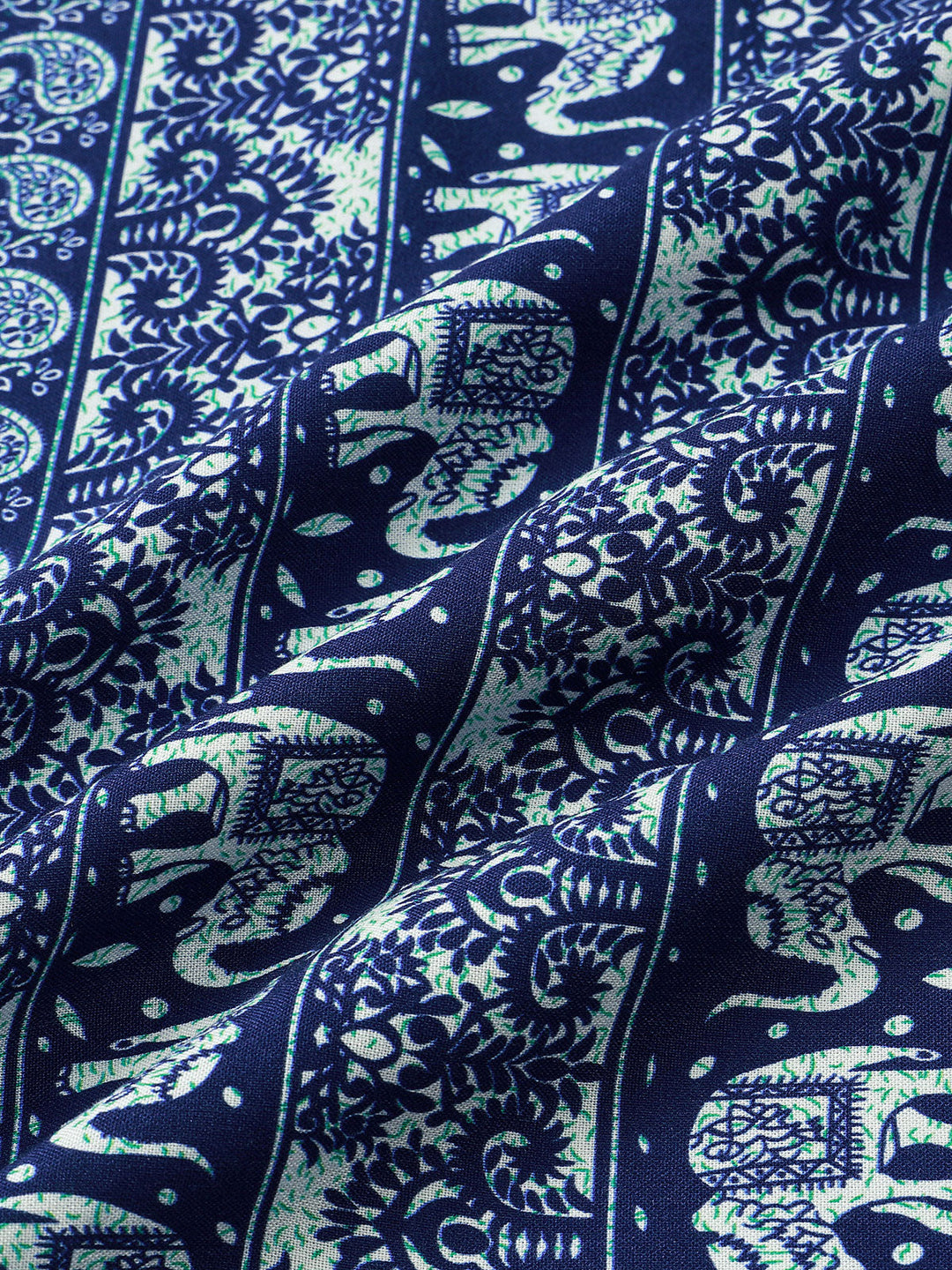 Chemise Homme à Imprimé Éléphant Style Rétro Légère Décontractée d’Été Manches Courtes