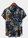 Chemise Homme Fleurie Vintage Manches Courtes Boutonnée