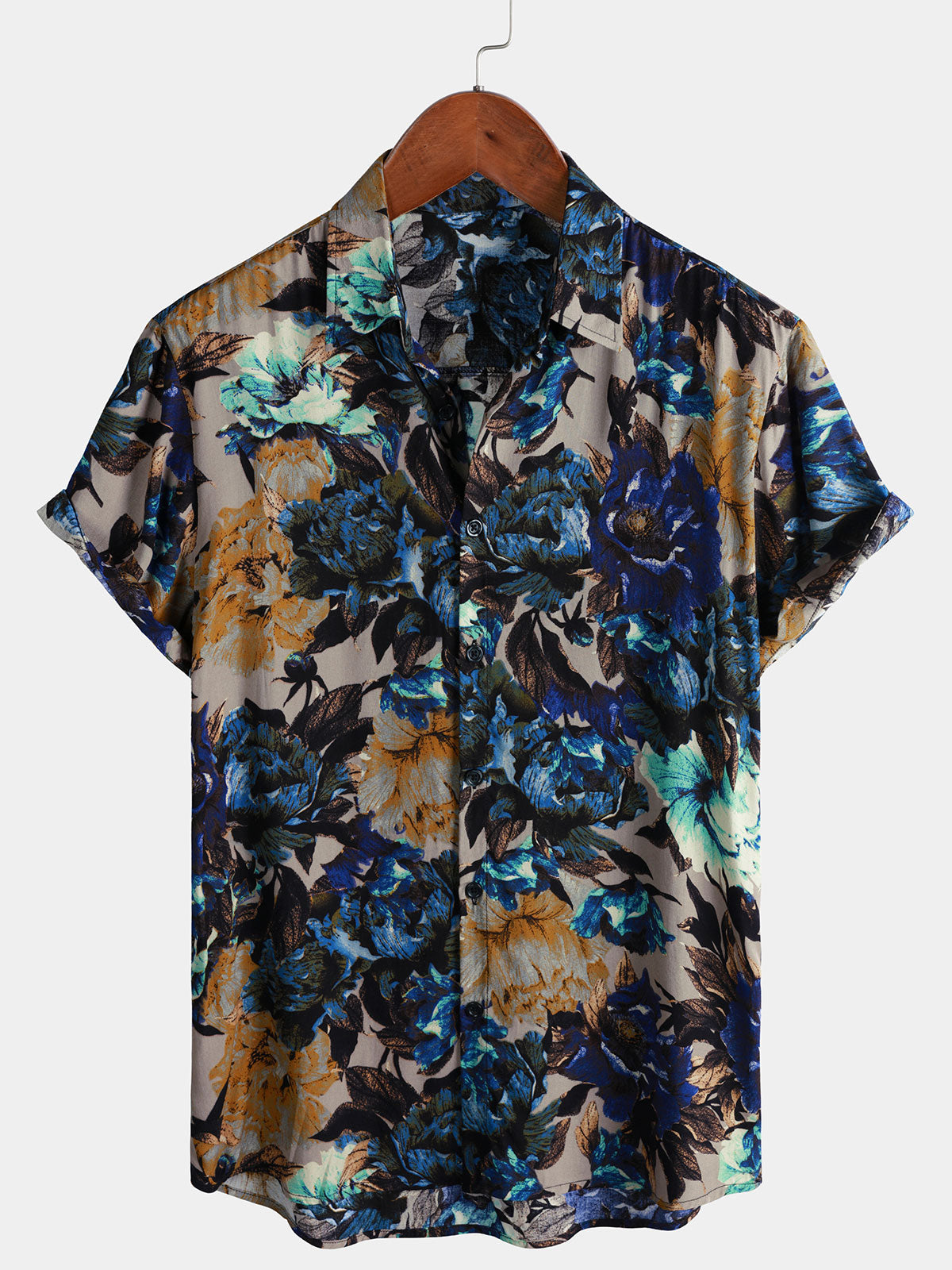 Chemise Homme Fleurie Vintage Manches Courtes Boutonnée