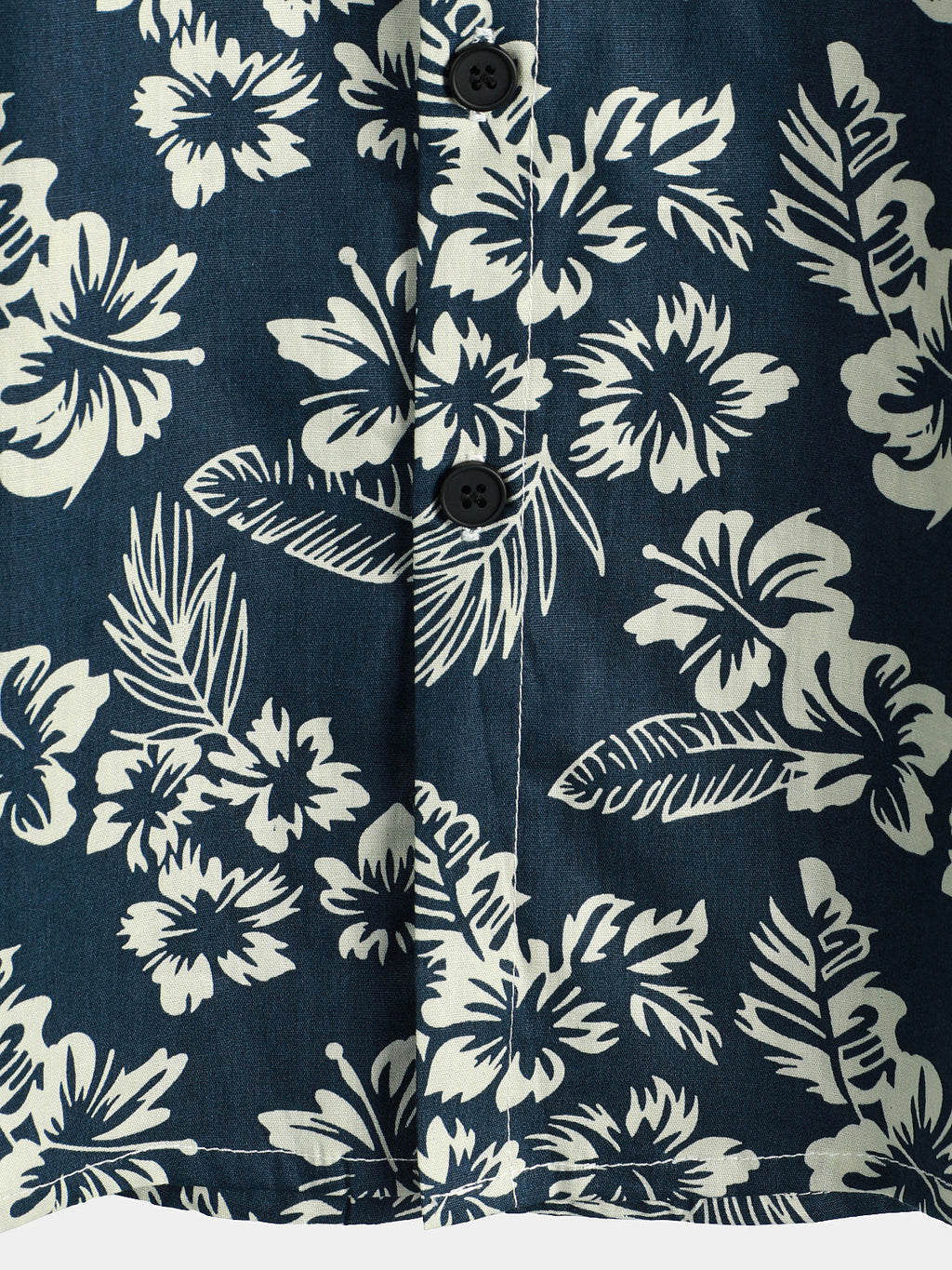 Chemise de plage boutonnée à manches courtes en coton avec feuilles de plantes tropicales bleues pour hommes Aloha Resort