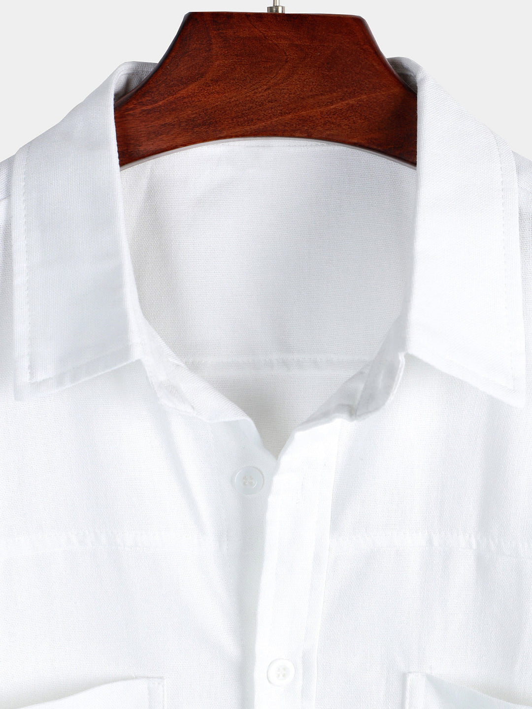 Chemise à manches courtes en coton et lin avec poches poitrine pour hommes