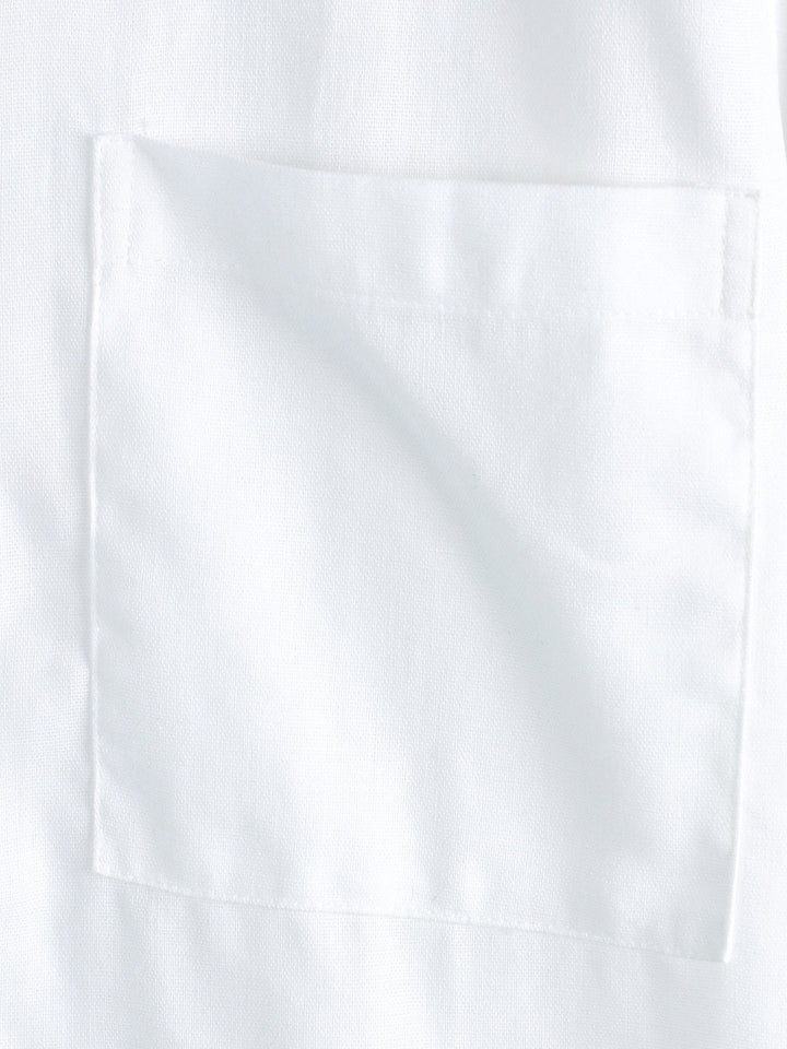 Chemise à manches courtes en coton et lin avec poches poitrine pour hommes
