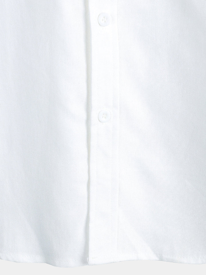 Chemise à manches courtes en coton et lin avec poches poitrine pour hommes