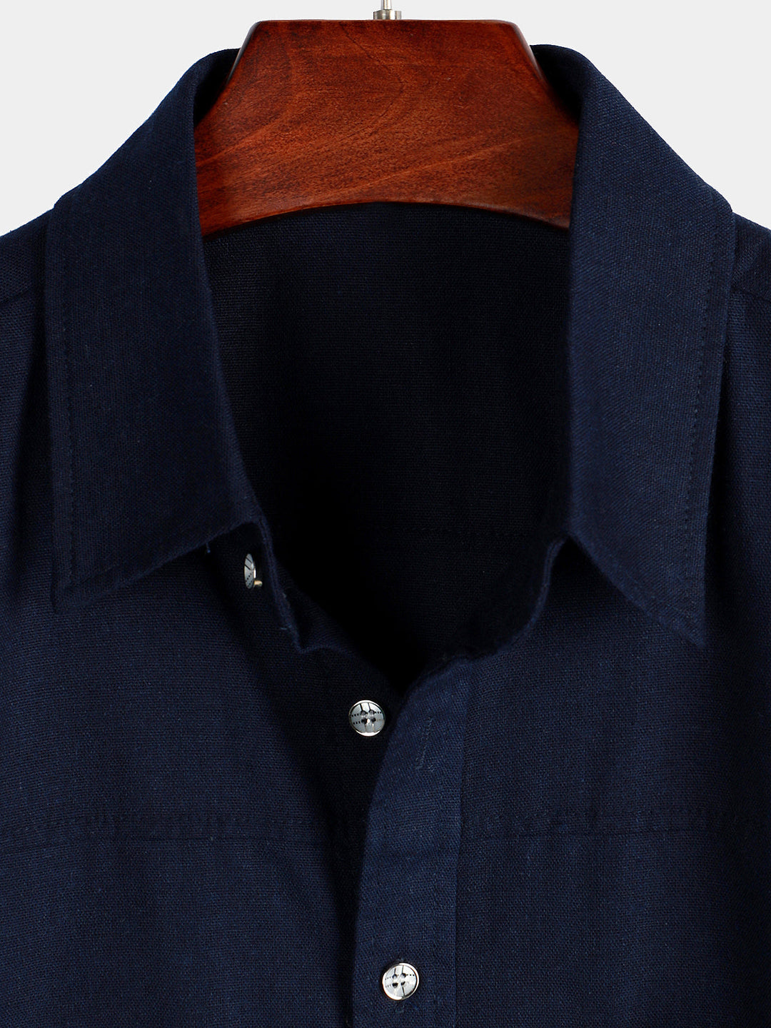 Chemise à manches courtes en coton et lin avec poches poitrine pour hommes