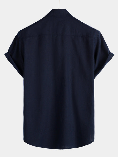 Chemise à Manches Courtes avec Poches Poitrine en Couleur Unie