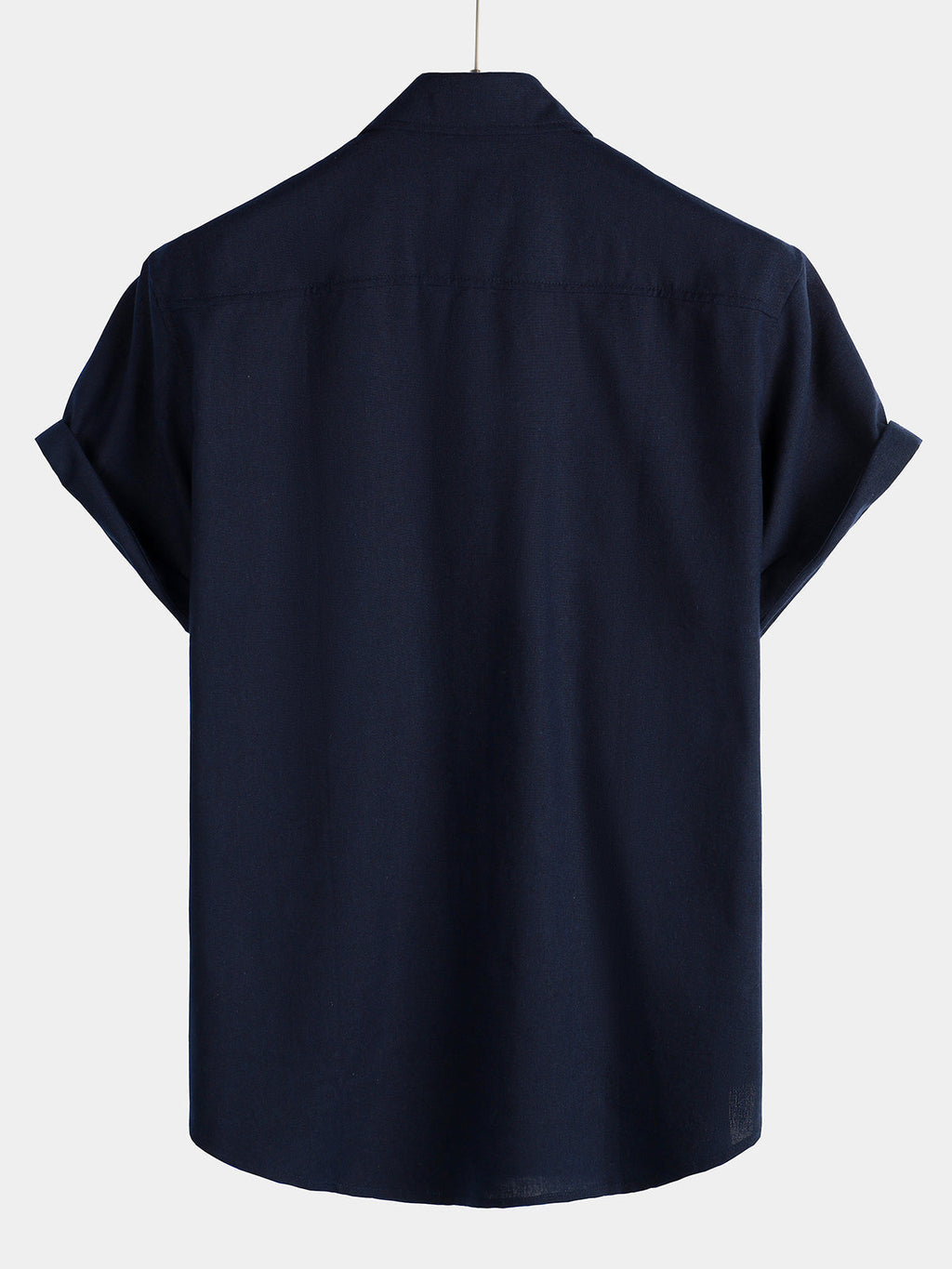 Chemise à manches courtes en coton et lin avec poches poitrine pour hommes