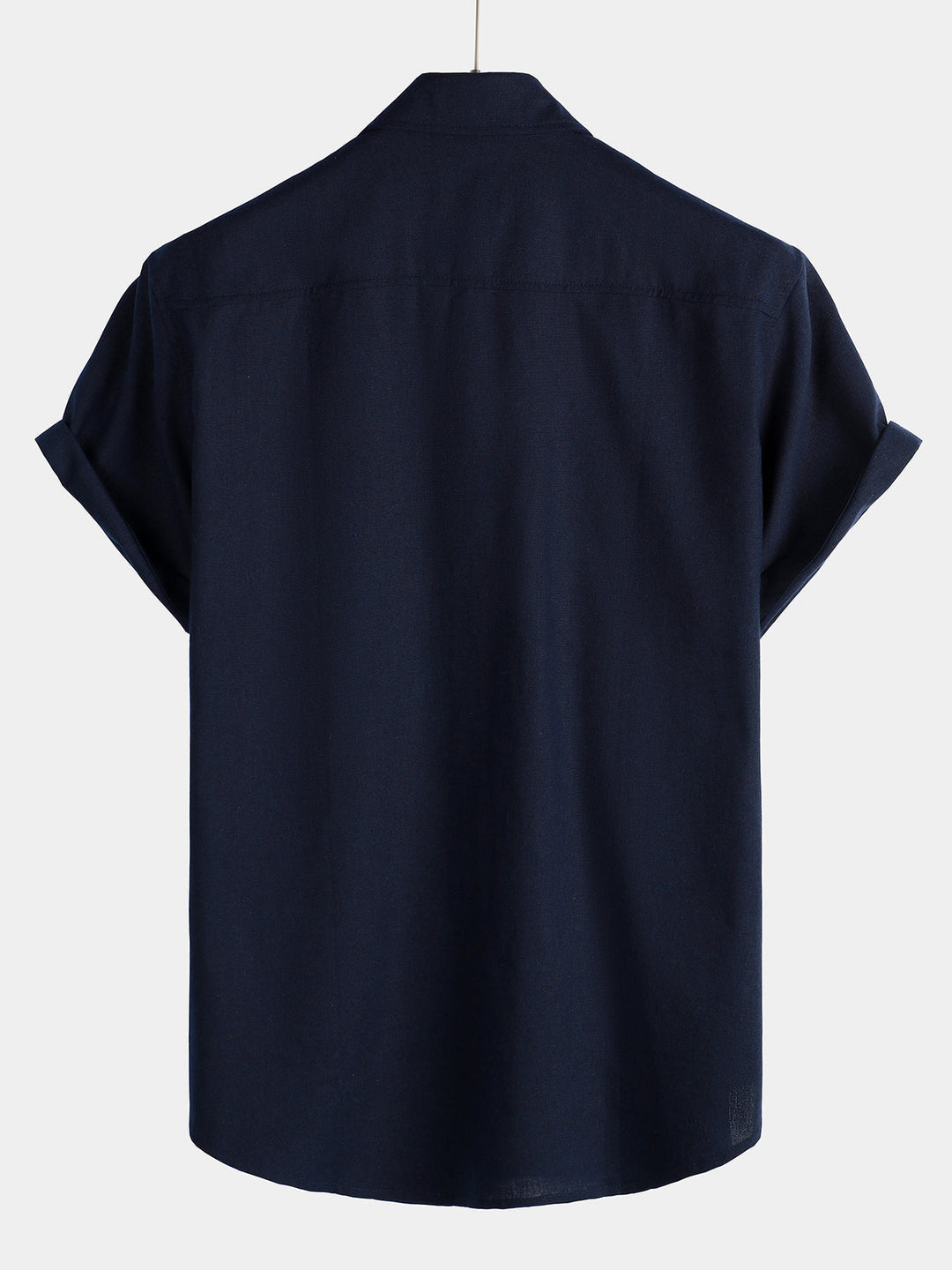 Chemise à manches courtes en coton et lin avec poches poitrine pour hommes