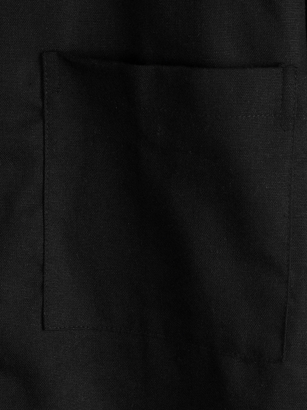 Chemise à manches courtes en coton et lin avec poches poitrine pour hommes