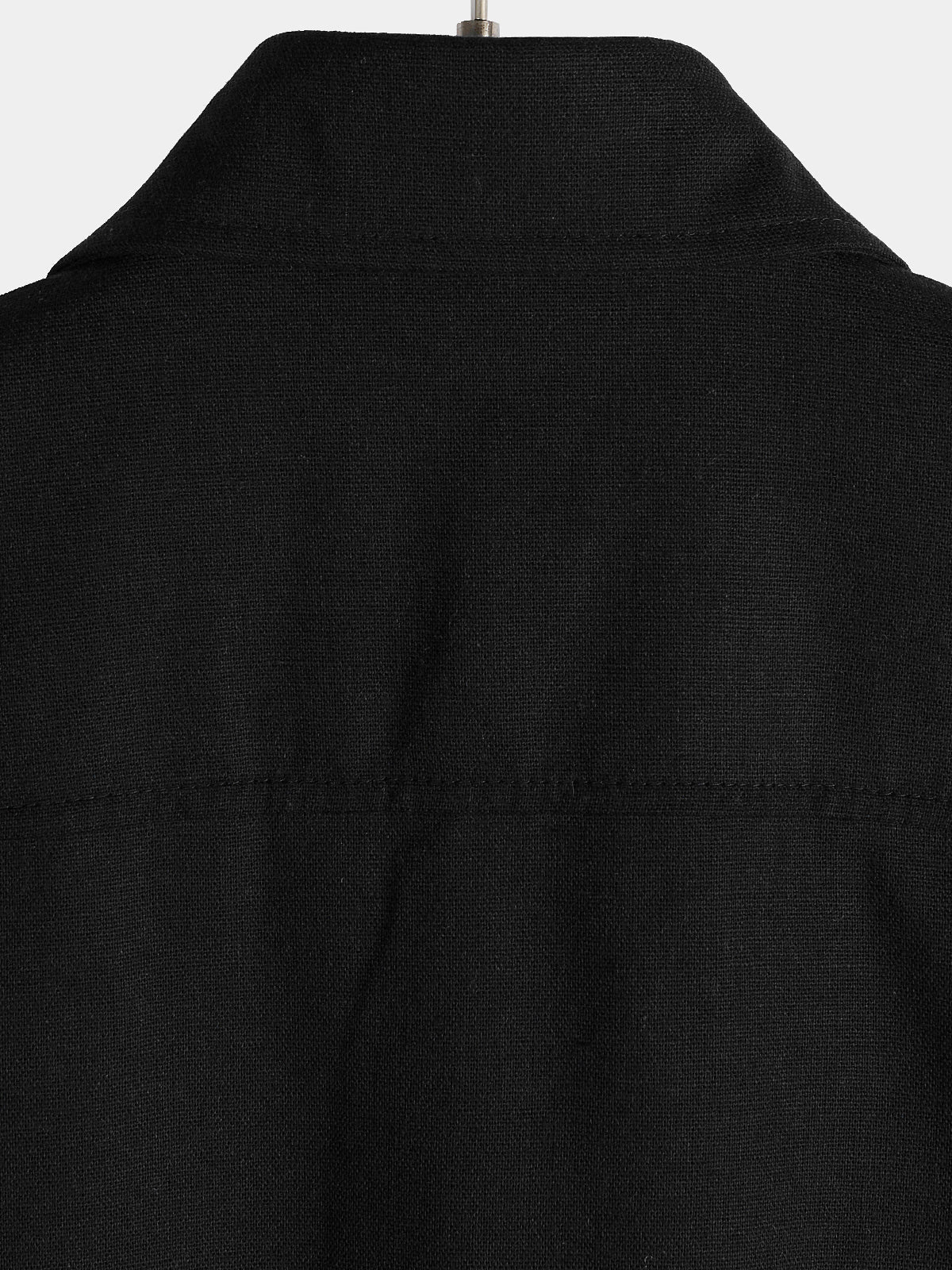 Chemise à manches courtes en coton et lin avec poches poitrine pour hommes