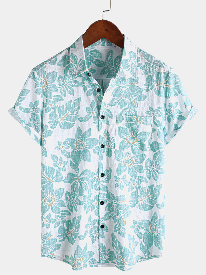 Chemise hawaïenne à manches courtes pour homme, motif floral, idéale pour la plage ou l&