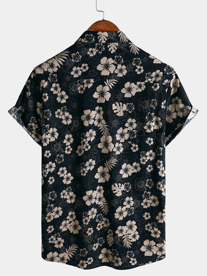 Chemise Homme à Imprimé Floral Style Resort Décontractée d’Été Manches Courtes