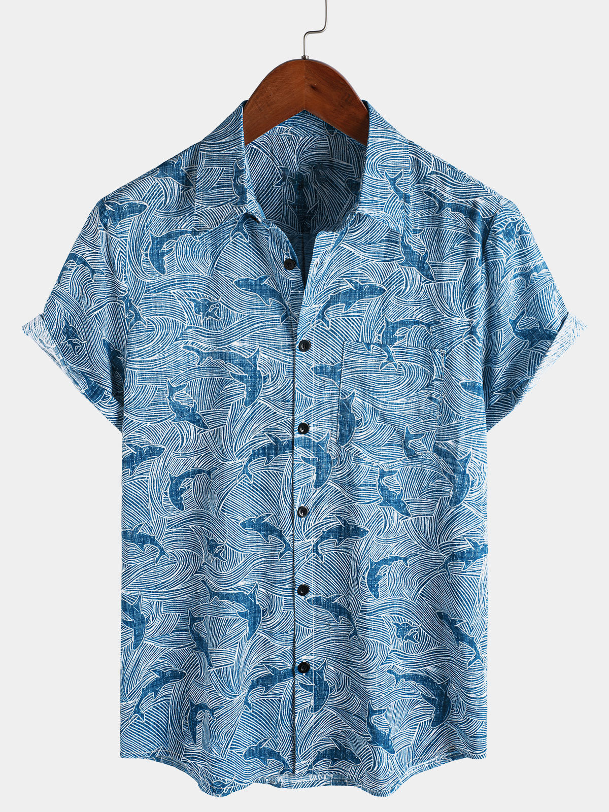 Chemise Hawaïenne à Manches Courtes pour Homme d'Été Ocean Shark
